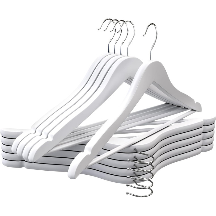 Набір вішалок для одягу Utopia Home (20 шт.) з перекладиною та плечиками, білий