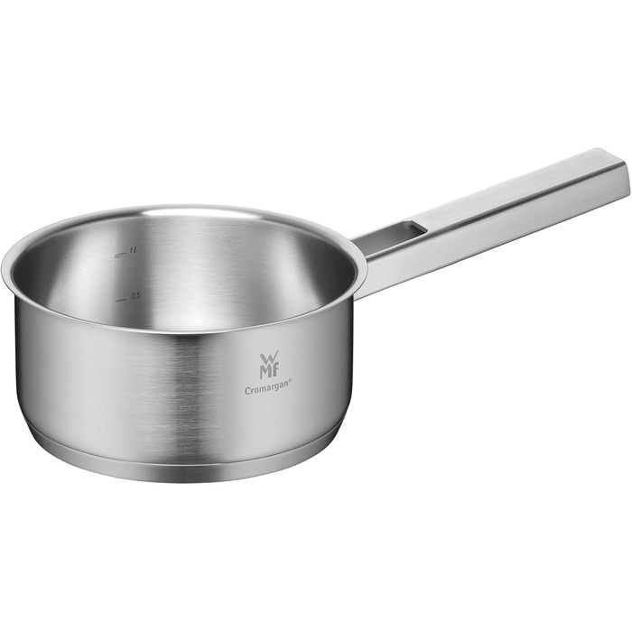 Каструля WMF Ultimate Cool 16 см без кришки, 1,4 л, Cromargan® нержавіюча сталь, без покриття, для індукційних плит, з внутрішньою міткою об'єму, придатна для миття в посудомийній машині