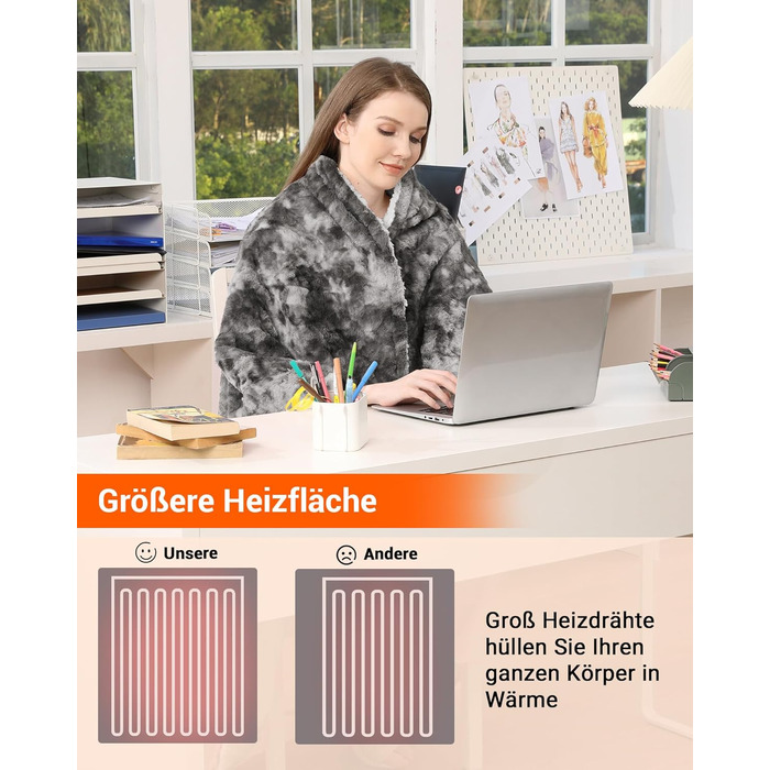 Електрична ковдра LinTimes з автовимкненням, 6 температурних режимів, 180 x 130 см, сіра