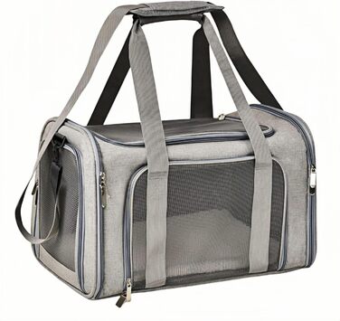 Транспортна сумка для кота та собаки, велика, портативна, для прогулянок на вулиці, складна, дихаюча, велика місткість, для двох маленьких котів, для подорожей на авто (сірий)