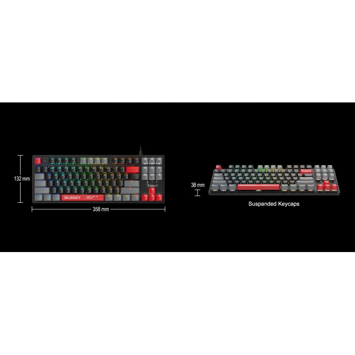 Ігрова механічна клавіатура Bloody S310N TKL RGB Red 1ms