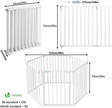 Захисна сітка для каміну Vounot, 375 см, з дверцятами, 6 елементів, металева, для дітей, чорна