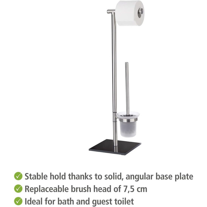 Підставка для рушників WENKO Lima, підлого типу, з полицями, з нержавіючої сталі, 41 x 79 x 20 см, срібно-чорний колір