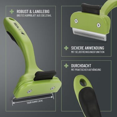 Гребінець для вичісування підшерстка ReaVET для собак та котів з короткою шерстю, середніх порід. Видаляє підшерсток, доглядає за верхнім шаром шерсті, з функцією самоочищення. Ідеально для сезонного линяння.