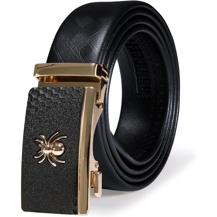 Чоловічий шкіряний ремінь Barry.Wang чорний з автоматичною пряжкою (3 шт), регульований бізнес-пояс, довжина 130 см, у подарунковій коробці