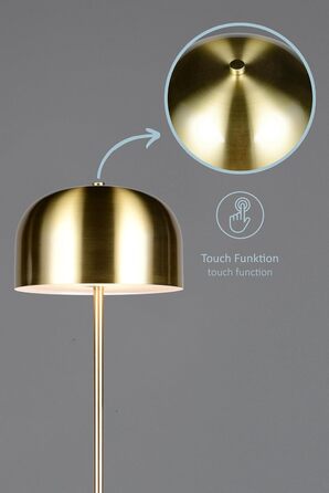 LED настільна лампа Julien, акумуляторна, USB-C, бездротова, диммування торканням, Ø 12 см, металева, 1,5W, матове латунь