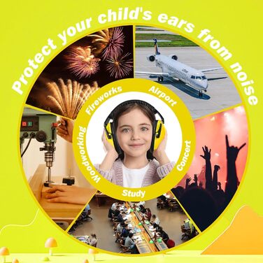 Навушники для захисту від шуму для дітей - комфортні, складні, для школи, аутизму, сну, навчання, ADHS, феєрверків, концертів (1 шт., жовті)