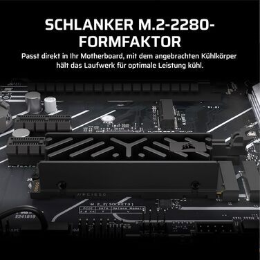 SSD Corsair MP700 Elite 2TB PCIe 5.0 NVMe M.2 – Швидкість до 10000 МБ/с – 3D TLC NAND, DirectStorage, з радіатором – Чорний