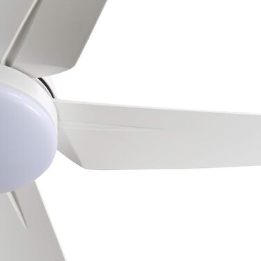 Стеляний вентилятор FINXIN з LED-лампою 132/122 см для спальні, вітальні, їдальні. Включає мотор, пульт керування (5 лопатей, білий)