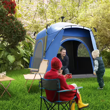 Outsunny Dome Tent for 4 People - Lightweight, Stable, Waterproof, UV 50+ Pop-Up Camping Tent with Hooked Door, Window, and Groundsheet. Family Tent with 1000mm Water Column. Tent for Camping, Travel, Trekking, Garden | Aosom