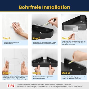 Поличка для душу без свердління, кутова, з металу, 2 шт. Двоярусний кутовий органайзер для душу з 4 гачками, чорний набір