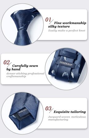 HISDERN Комплект краватки та нагрудного хустинки для чоловіків з принтом тварин (Marineblau/Walfisch)