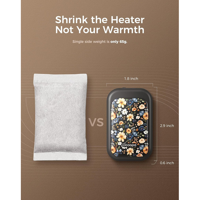 Електричні грілки для рук OCOOPA UT4 Young (Wiesenblumen), 5000mAh, 2 шт. - Компактні, Водонепроникні, Швидкий нагрів