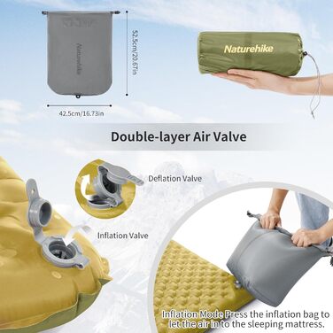 Naturehike Каремат самонадувний Ultraleichte 3.5R, Green - для кемпінгу, трекінгу, альпінізму та подорожей