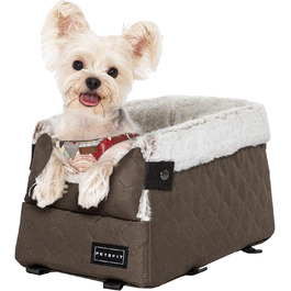 Автомобільний сидіння для собак PETSFIT - чорний/світло-коричневий, до 5 кг, з захисними гачками