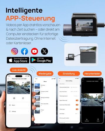 Відеореєстратор 70mai A410 Dual 2.5K + 1080P з GPS, Wi-Fi, HDR, нічним баченням та картою 64GB