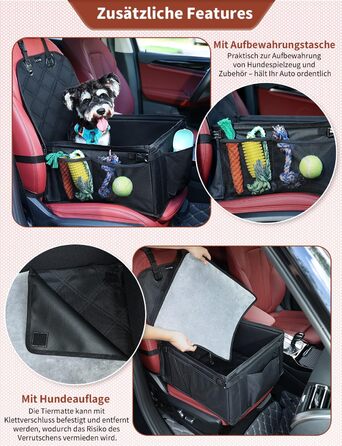 Автокрісло для собак KYG - стабільне, водовідштовхувальне, неслизьке та стійке до подряпин, для маленьких собак, для переднього та заднього сидіння (Чорний) 6696