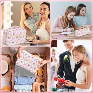 Набір косметичок з квітами для дівчаток, дамські культбагелі, степкова косметичка для макіяжу, бавовняний набір культбагелів, косметичка з бантиком рожевого кольору