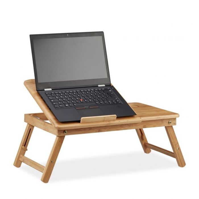 Relaxdays Height-Adjustable Laptop Table Bamboo