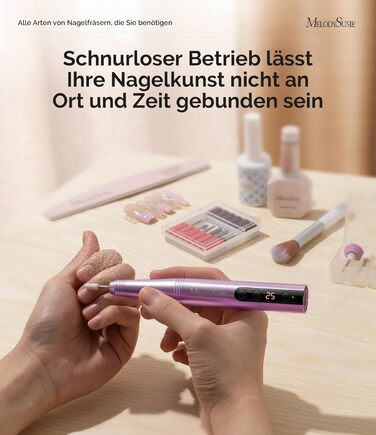 Електричний набір для манікюру MelodySusie PC180F 11 в 1: фрезер, полірування, форми для акрилу, гелю, пудри. 25000 RPM, рожевий