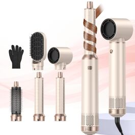 Набір для укладки волосся 5 в 1 Haarstyler: фен, круглі щітки, плойка для локонів, термощітка. Ідеально для випрямлення, сушіння, створення об'єму та локонів.