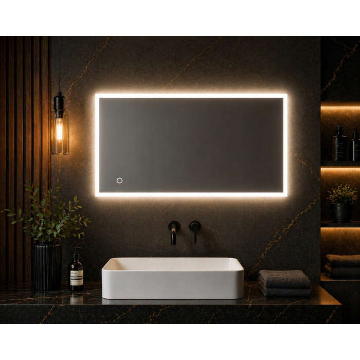 Прямокутне LED-дзеркало у ванну кімнату 90x60 см з сенсорним перемикачем