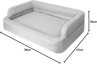 Dog bed, pet furniture, cat bed, removable cover, dog basket, dog cushion, dog lounger, sleeping places, dog sofa, XL: 96x62 cm (1: 78x47 cm, Ash)