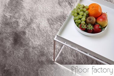 Шкіряний килим Floor Factory з високим ворсом Шэггі, Сатин / Кремовий, 140x200 см - елегантний, з шовковистим блиском