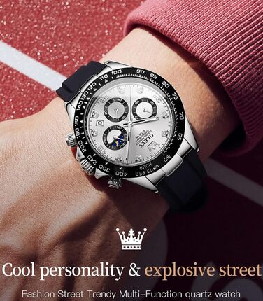 Годинники чоловічі OLEVS з хронографом, кварцові, світлові, сріблясті (2875-ilver)