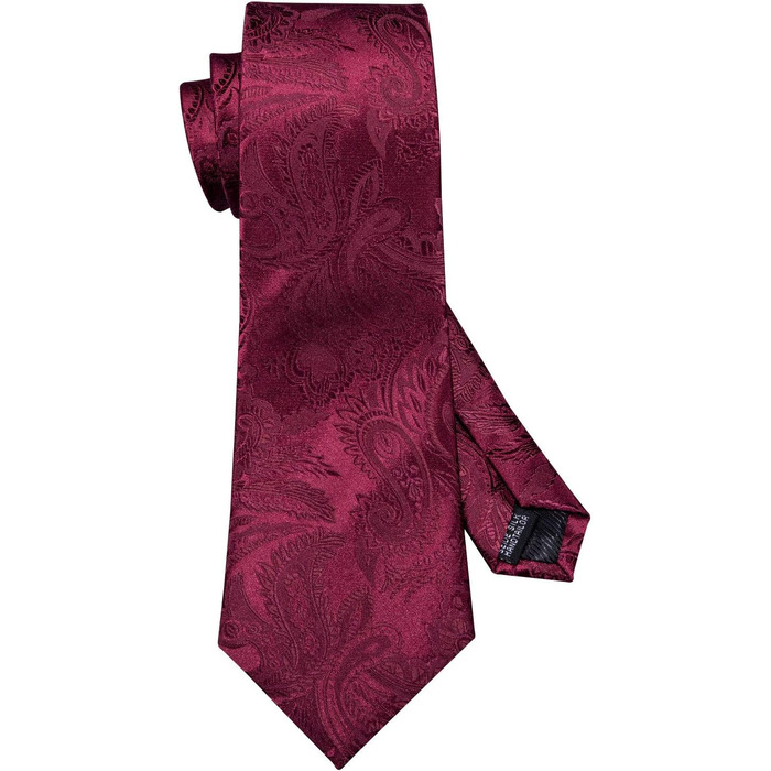 Комплект краватка, нагрудна хустинка та запонки Barry.Wang, Бургунді, для весілля та ділових зустрічей (BKAGN-5144)