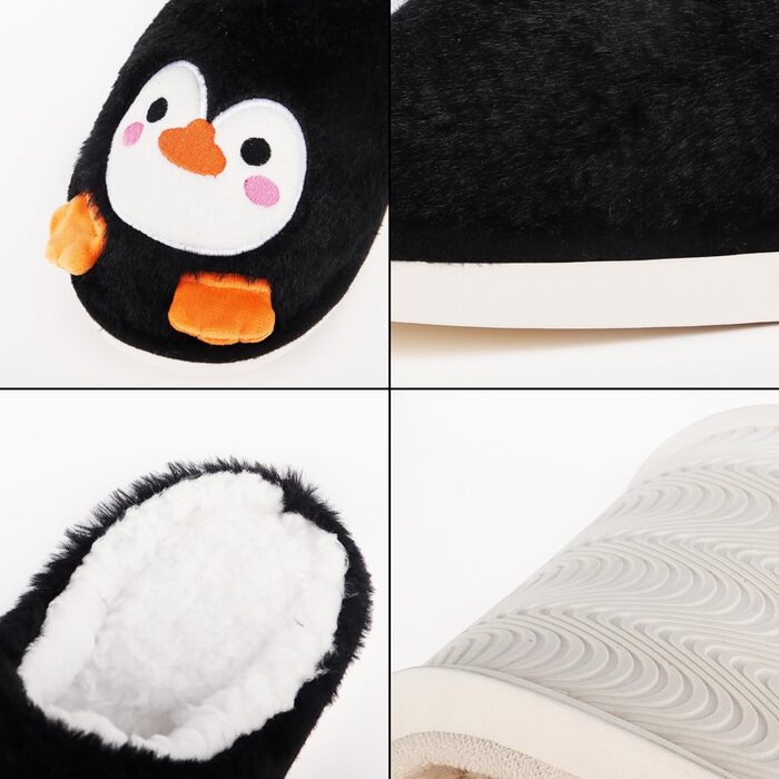 Тапочки жіночі зимові подарунок для жінок. Теплі, м'які, з плюшем, антиковзні, з принтом пінгвіна (40/41 EU)