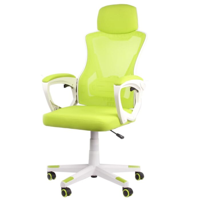 Офісне крісло, крісло для начальника, крісло для роботи з регулюванням, сітчасте дихаюче, колір лайм