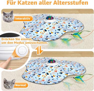 Interactive Cat Toy: 2-in-1 Hide-and-Seek Feathers Electric Cat Toy with Gong - Rechargeable Intelligence Toy for Active House Cats, Suitable for Cats of All Ages
