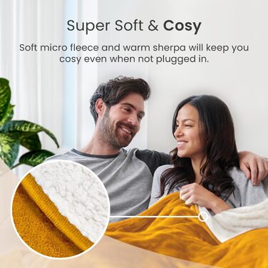 Електрична ковдра Cosi Home 180x130 см з регулюванням температури, захистом від перегріву та пульт дистанційного керування. Sherpa та Fleece, 10 рівнів нагріву, сіра.