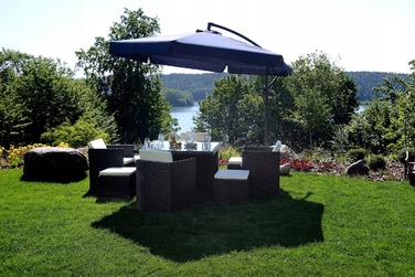 Садова парасолька з боковим стійкою Funfit Garden, синя, 350 x 250 см