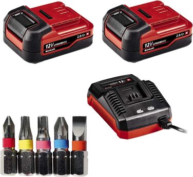 Акумуляторний дриль-шуруповерт Einhell TE-CD 12/1 Li (2x2.0Ah) – Li-Ion, 12V, 2-швидкісний, LED, металеве редуктор, зарядний пристрій + 2x2.0Ah акумулятори