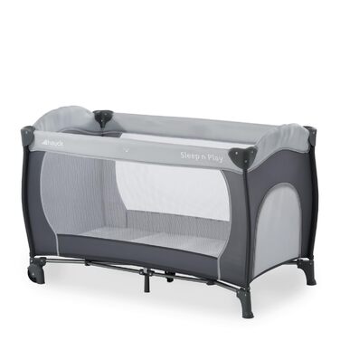 Hauck Sleep N Play Go Plus Travel Cot with Carry Bag, Wheels, Crawl-Through Opening, Compact Folding, Baby Travel Cot for Toddlers from Birth up to 15 kg (Stone) Stone Sleep N Play Go Plus