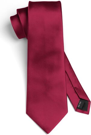 HISDERN Комплект краватки та нагрудного хустинки однотонний для весілля та свят, різні кольори, бургундський, універсальний розмір