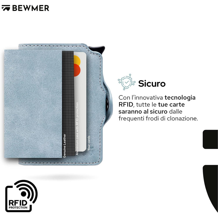 Гаманець BEWMER RFID захисту з застібкою на блискавці, Slim картхолдер для жінок та чоловіків, шкіряний тримач для посвідчення та грошей з карбоновим затискачем (Чорний/Червоний)