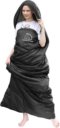 Сплячий мішок Friendriver XL, 4 сезони, водонепроникний, для дорослих та дітей, чорний, 86.6' x 33.46'