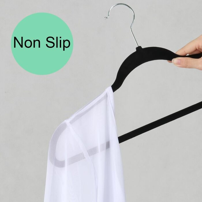 Yaheetech 100-Piece Velvet Clothes Hangers Non-Slip Suit Hangers with Non-Slip Surface Wardrobe Hangers Black