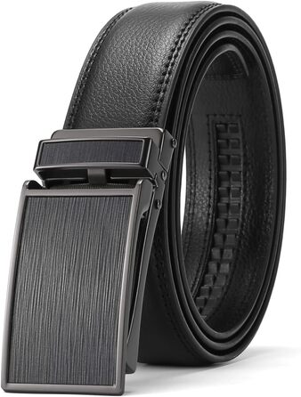 Чоловічий шкіряний ремінь SENDEFN з автоматичною пряжкою, ширина 35 мм, регульований розмір 115 см (32-38 дюймів), чорний з фактурною обробкою