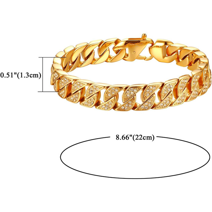 Чоловічий браслет JewelryWe в стилі готика та панк: ланцюг-панцир з нержавіючої сталі, срібний колір (під золото), ідеальний подарунок для байкерів
