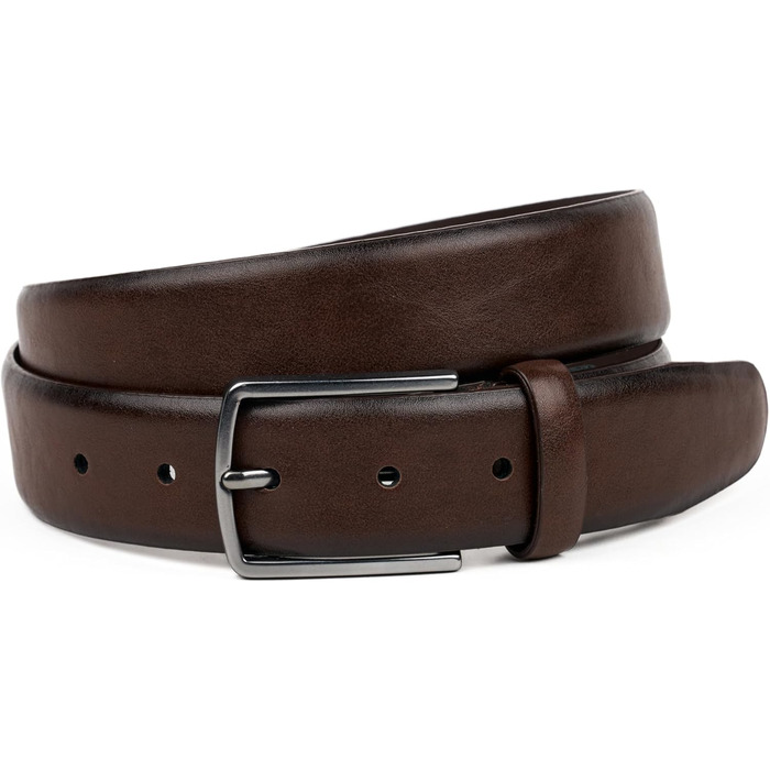 Чоловічий шкіряний ремінь FENIX NEW YORK, 80-125 см, ширина 35 мм, регульований, для костюма та джинсів (Колір: Тофі Браун)