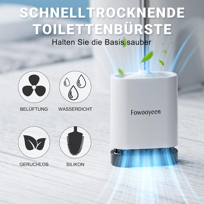 Набір щіток для унітазу Fowooyeen: силіконові, настінні, плоскі, з сердечком, елегантний дизайн, без свердління, 2 шт. (білий матовий)