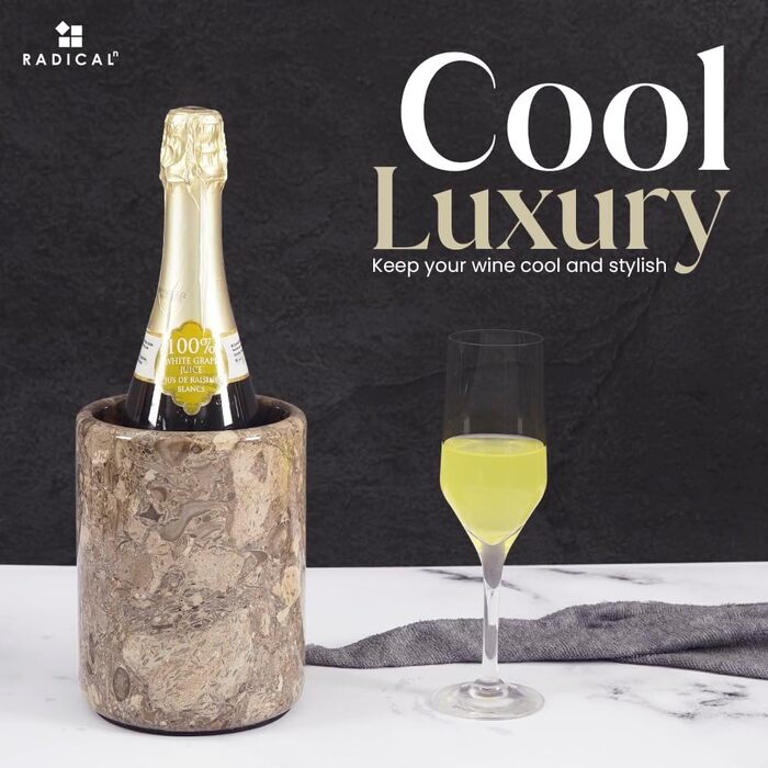 Radicaln Oceanic Marble Wine Cooler - Handcrafted Bar Accessory & Champagne Chiller - 16.5cm