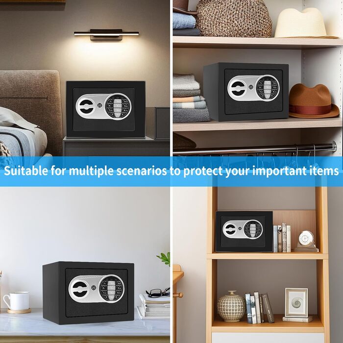 Міцний сейф Tresor Klein з кодовим замком, електронний настінний сейф Vankarr для дому, готелю, офісу, дітей, зберігання грошей, 23*17*17 см