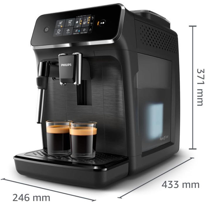 PHILIPS 2200 Series Fully Automatic Coffee Machine – Classic Milk Frother, Intuitive Touch Display, Matte Black (EP2220/10) Classic Milk Frother 2 Coffee Specialties