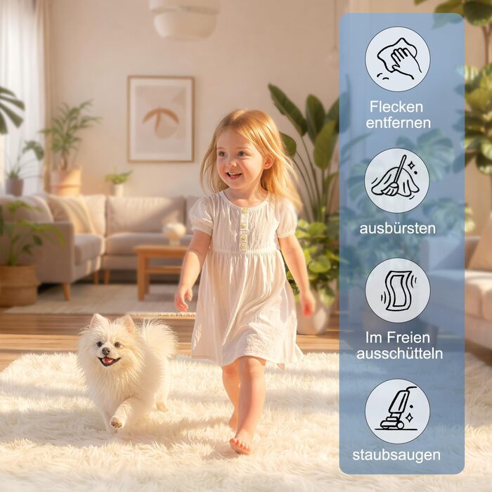 Килим круглий 100 см, миючий, антиковзний, з високим ворсом, для дитячої кімнати, м'який, пухнастий, кремовий колір