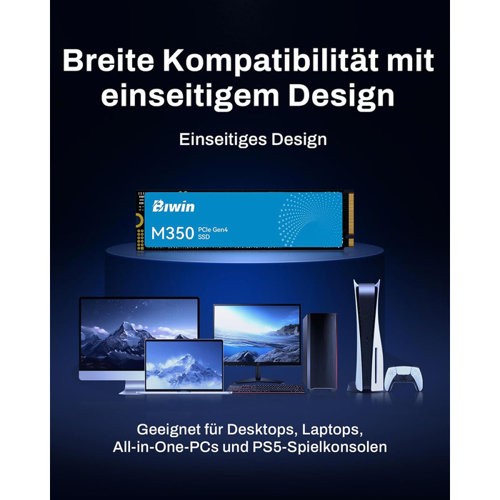 SSD BIWIN NV7200 M.2 2TB NVMe 2.0 PCIe Gen4x4 - до 7200 МБ/с, HMB, для ПК, ноутбука, PS5